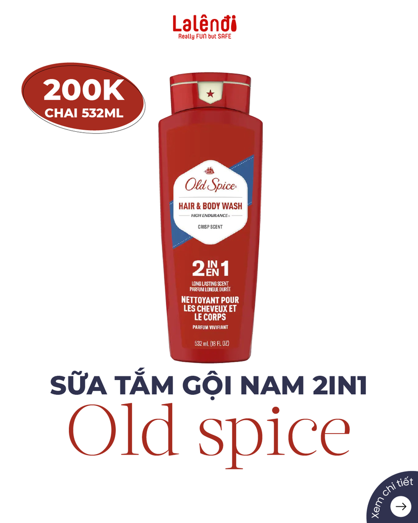 [PVN275] Dầu Tắm Gội Old Spice 2in1 Crisp Scent